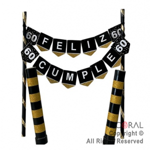 SET MINI BANDERINES F/C 60 A�OS CON 2 BENGALAS X 1